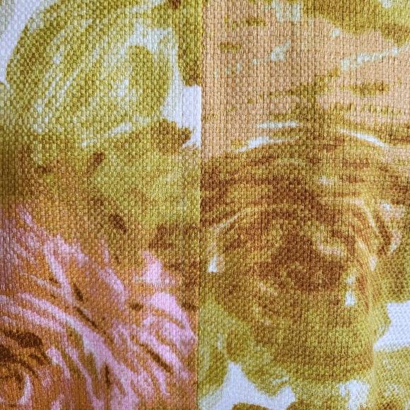 NWOT Talbots Mustard & Pink Rose Woven Cotton Canvas 2 Piece Blazer Skirt Suit - Picture 8 of 16